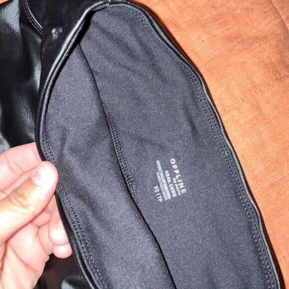 Offline By Aerie Black Faux Leather High-Waisted Leggings Xs - Picture 4 of 10